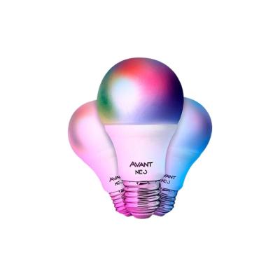 Kit Com 3 Lâmpadas Inteligente LED Smart Wi-Fi Bulbo Pera NEO 10W Luz Dimerizável Amarela-Branca-RGB Base E27 Bivolt Ava