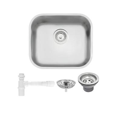 Cuba De Inox Lavínia 40x34cm 3.1/2' Com Válvula 94020/107 Acetinada Tramontina com Sifão Universal Com Copo