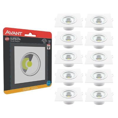 Kit 10 Spot 7w 6500K Led Direcional Embutir Gesso Teto Avant