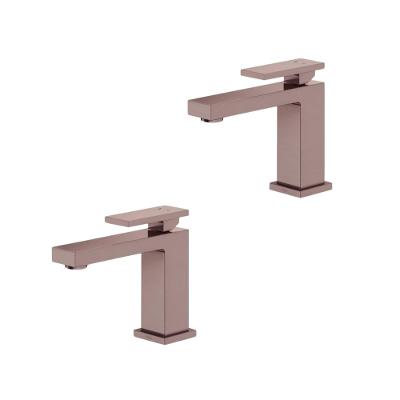 Kit 2 Misturador Monocomando Para Lavatório De Mesa New Edge Bica Baixa Cobre Escovado Docol