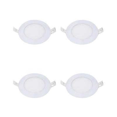 Kit 4 Painel LED Plafon Embutir 24W Redondo Branco Neutro