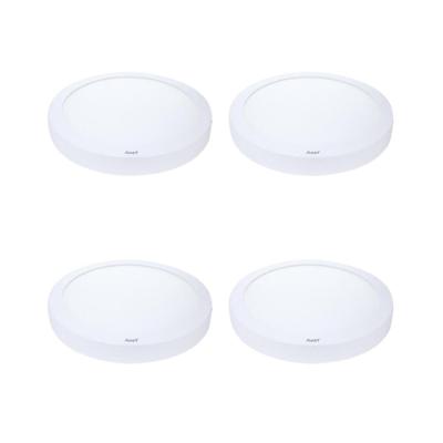 Kit 4 Painel LED Plafon Sobrepor 24W Redondo Branco Quente