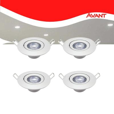 Kit 4 Luminária Red. Spot 7w 3000k Branco-quente Avant