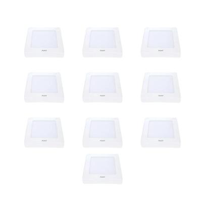 Kit 10 Painel LED Plafon Sobrepor 12W Quadrado Luz Neutro