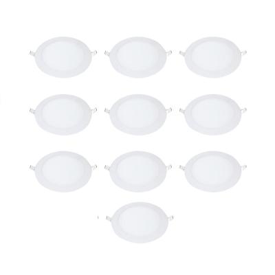 Kit 10 Painel LED Plafon Sobrepor 12W Redondo Branco Quente