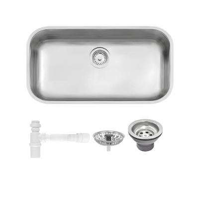 Cuba De Inox Lavínia 56x34cm 3.1/2' Com Válvula 94024/107 Acetinada Tramontina com Sifão Universal Com Copo