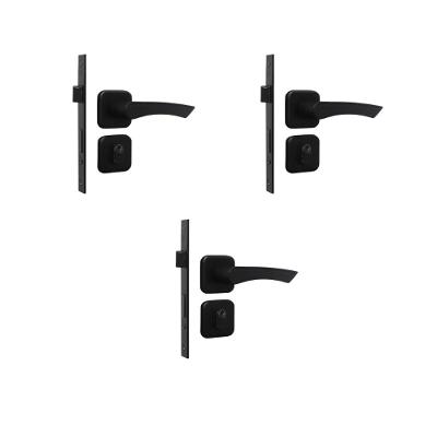 Kit 3 Fechadura Genebra Externo Preto Fosco 4cm MGM