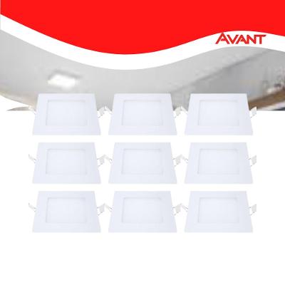 Kit 10 Painel LED Plafon Embutir 6W Quadrado Branco Frio
