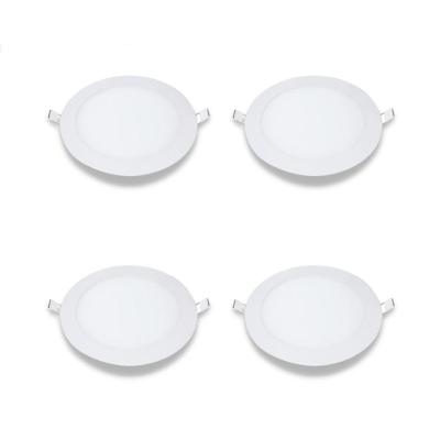 Kit 4 Painel LED Plafon Sobrepor 12W Redondo Branco Quente