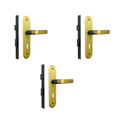 Kit 3 Fechaduras Stilo Alavanca Bronze Latonado Interna MGM