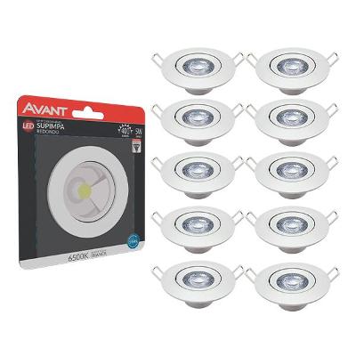 Kit 10 Spot 5w 6500K Led Direcional Embutir Gesso Teto Avant