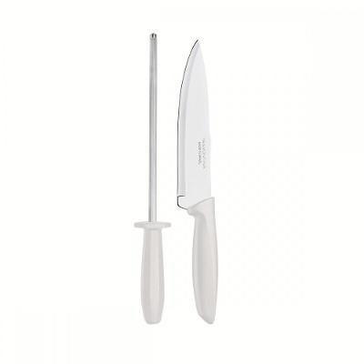 Jogo Facas Tramontina Chaira Plenus Inox Off-White 2 Peças