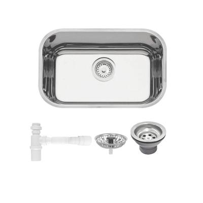 Cuba De Inox N1 Lavínia 47x30x14cm Com Válvula 3.1/2'' 94052/407 Polida Tramontina com Sifão Universal Com Copo