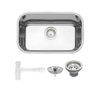 Cuba De Inox N1 Lavínia 47x30x17cm 3.1/2' Com Válvula 94022/207 Alto Brilhante Tramontina com Sifão Universal Com Copo