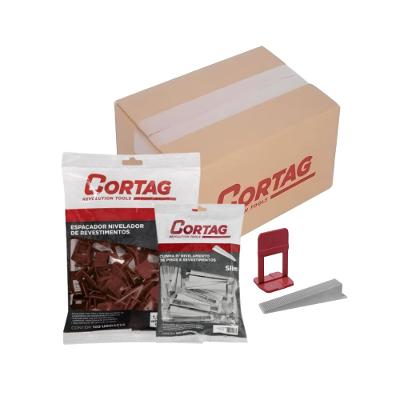 Espaçador Nivelador Slim 1,5mm Vermelho Cortag C/300 Peças e 100 Cunhas