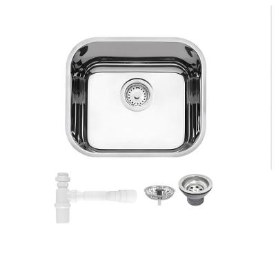 Cuba De Inox N0 Lavínia 40x34x17cm 3.1/2' Com Válvula 94020/207 Alto Brilhante Tramontina com Sifão Universal Com Copo