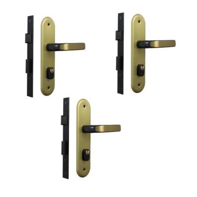 Kit 3 Fechaduras Stilo Alavanca Bronze Latonado Externa MGM