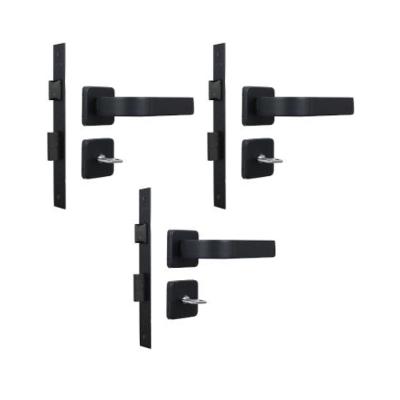 Kit 3 Fechaduras Para Banheiro Roseta Módena Preto Fosco MGM 40mm