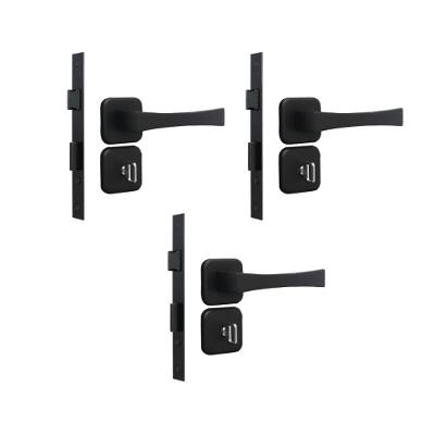 Kit 3 Fechadura Paris Banheiro Preto Fosco 4cm MGM