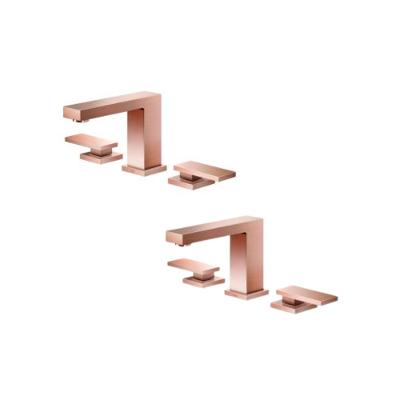 Kit 2 Misturador Para Lavatório De Mesa New Edge Bica Baixa Cobre Escovado Docol