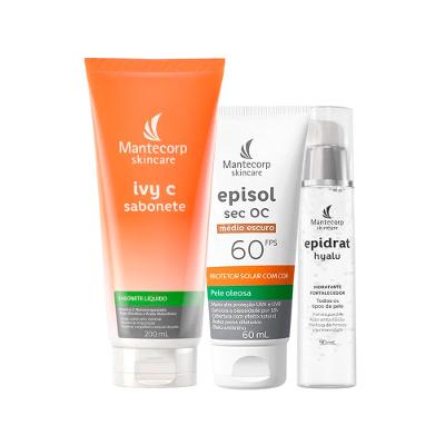 Kit Facial Mantecorp - Protetor Solar FPS60 Médio Escuro e Sabonete Líq e Gel Hidratante