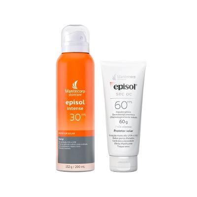 Kit Mantecorp - Protetor Solar Mantecorp Episol Intense Spray Fps 30 200 ml e Protetor Solar Facial Natural Mantecorp Episol Sec Oc Fps 60 60g