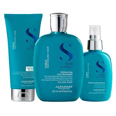 Kit Alfaparf Milano Professional Semi Di Lino Curls - Shampoo e Condicionador e Spray Ativador