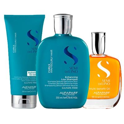Kit Alfaparf Milano Professional Semi Di Lino Curls - Shampoo e Condicionador e Óleo