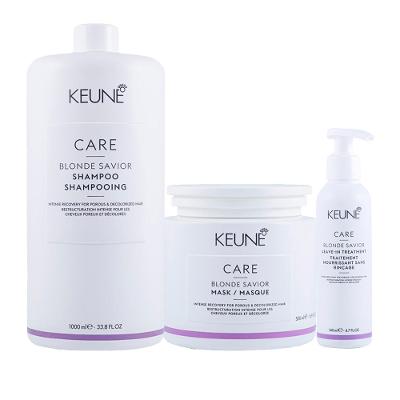 Kit Keune Cuidado da Cor Blonde Savior- Shampoo e Máscara de Reparação e Leave-in 140 ml