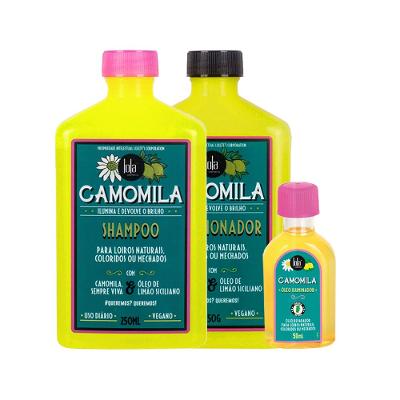 Kit Lola Cosmetics Camomila -  Shampoo 250ml e Condicionador 250g e Óleo Capilar Iluminador 50ml