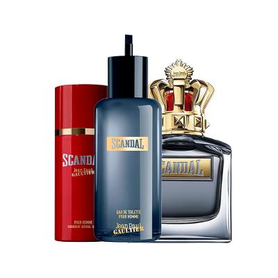 Kit Jean Paul Gaultier Scandal Pour Homme EDT Perfume Masculino  200ml Refil + Perfume 150ml Recarregável + Desodorante 150ml
