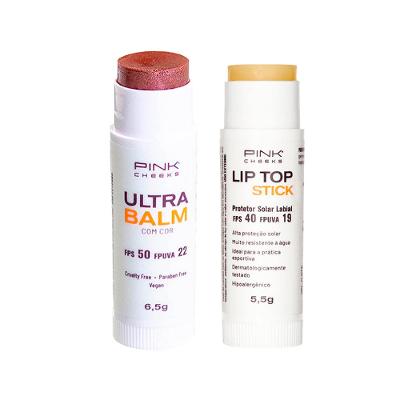 Kit Pink Cheeks - Lip Top Stick Lip Balm Hidratante Fps 40 Transparente 5,5g + Lip Balm Hidratante Ultra Balm Fps 50 Fpuva 22 Be Rose 6,5g