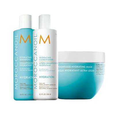 Kit Moroccanoil Hydration - Shampoo 250ml + Condicionador 250ml + Máscara Weightless 250ml