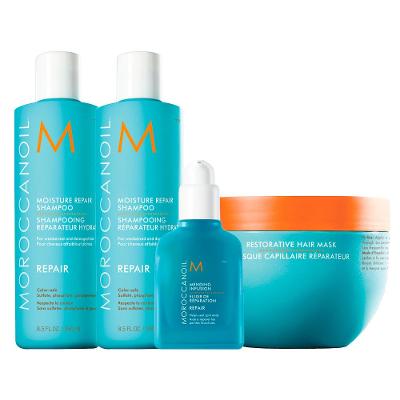 Kit Moroccanoil Moisture Repair - Shampoo 250ml + Condicionador 250ml + Máscara 250g + Loção Reparadora De Pontas 75ml