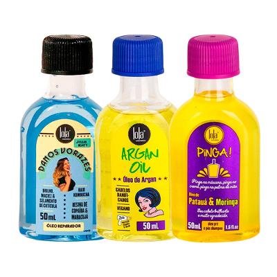 Kit Lola From Rio - Óleo Danos Vorazes 50ml + Leave-In Argan Oil  50ml + Óleo Pinga! Patauá & Moringa 50ml