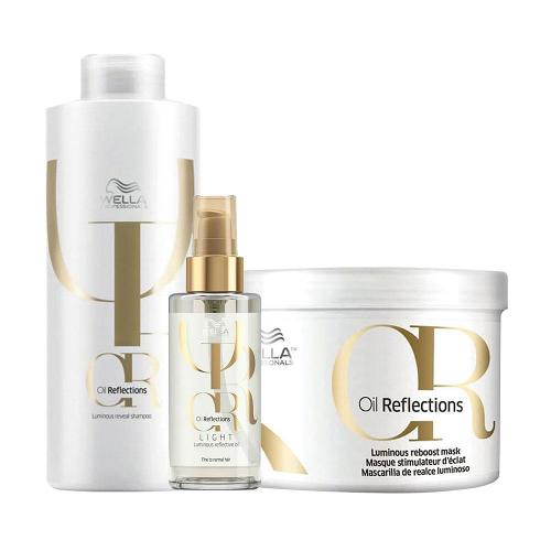 Kit Wella Oil Reflections - Shampoo e Máscara e Óleo Light 100ml
