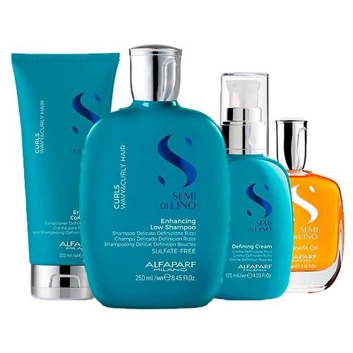 Kit Alfaparf Milano Professional Semi Di Lino Curls - Shampoo e Condicionador e Creme e Óleo