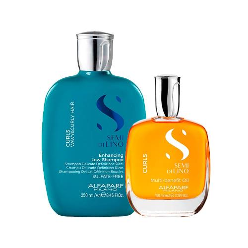 Kit Alfaparf Milano Professional Semi Di Lino Curls -Shampoo e Óleo