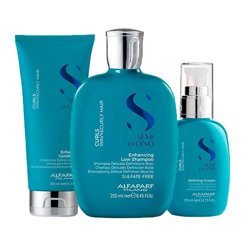 Kit Alfaparf Milano Professional Semi Di Lino Curls - Shampoo e Condicionador e Creme