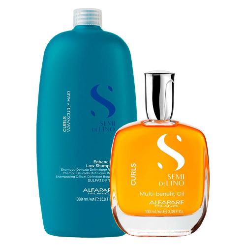 Kit Alfaparf Milano Professional Semi Di Lino Curls - Shampoo e Óleo