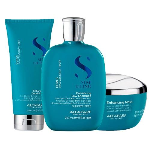 Kit Alfaparf Milano Professional Semi Di Lino Curls - Shampoo e Condicionador e Máscara