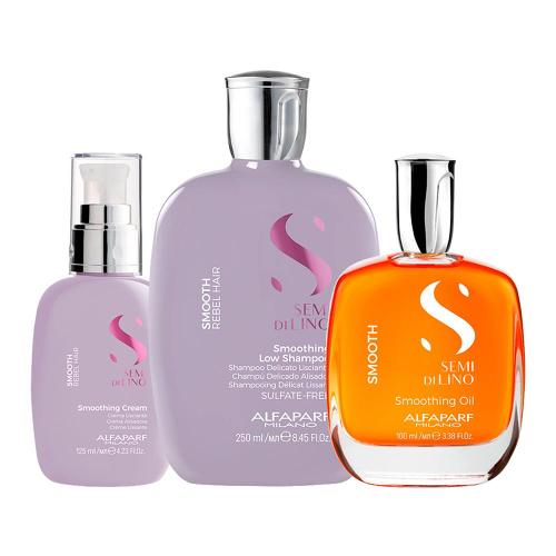 Kit Alfaparf Milano Professional Semi Di Lino Smooth Smoothing - Shampoo e Creme e Óleo