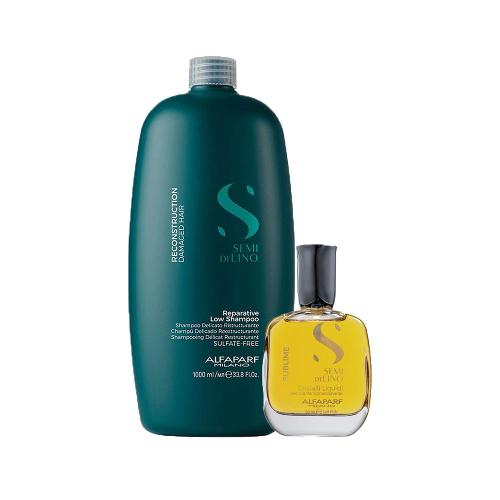 Kit Alfaparf Milano Professional Semi Di Lino Reconstruction - Shampoo e Óleo