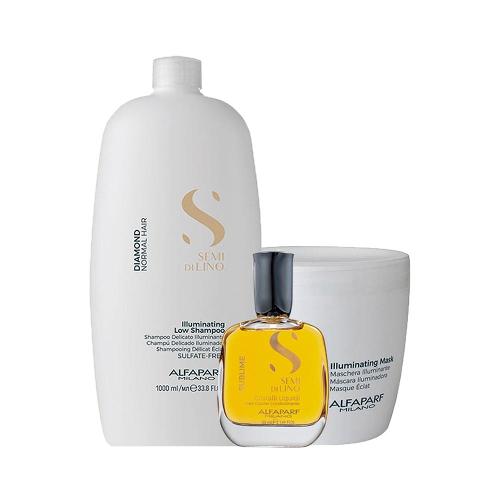 Kit Alfaparf Milano Professional Semi Di Lino Diamond Profissional - Shampoo e Máscara e Óleo