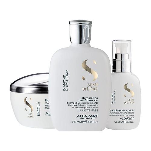 Kit Alfaparf Milano Professional Semi Di Lino Diamond - Shampoo e Máscara e Finalizador