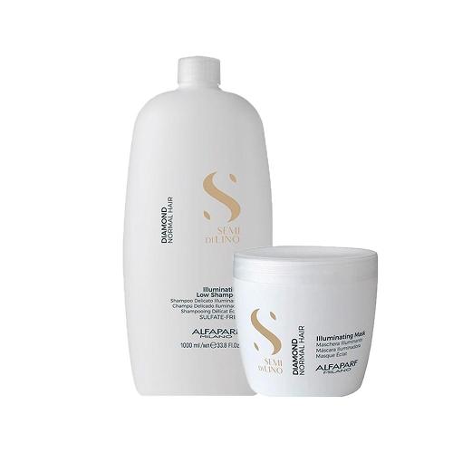 Kit Alfaparf Milano Professional Semi Di Lino Diamond - Shampoo e Máscara 500ml