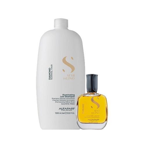 Kit Alfaparf Milano Professional Semi Di Lino Diamond - Shampoo e Óleo