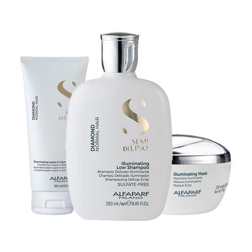 Kit Alfaparf Milano Professional Semi Di Lino Diamond - Shampoo e Condicionador e Leave-in e Máscara