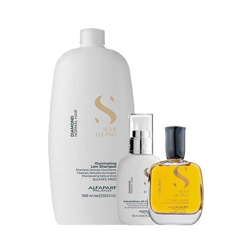 Kit Alfaparf Milano Professional Semi Di Lino Diamond - Shampoo e Finalizador e Óleo