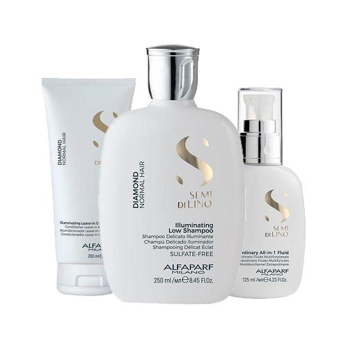 Kit Alfaparf Milano Professional Semi Di Lino Diamond - Shampoo e Condicionador Leave-in e Finalizador